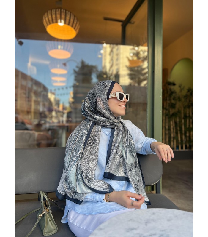 LACİVERT VUAL İPEK ŞAL