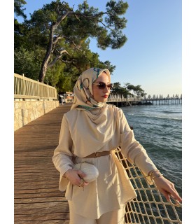 SILVA TWİLL İPEK EŞARP - Turquoise sands