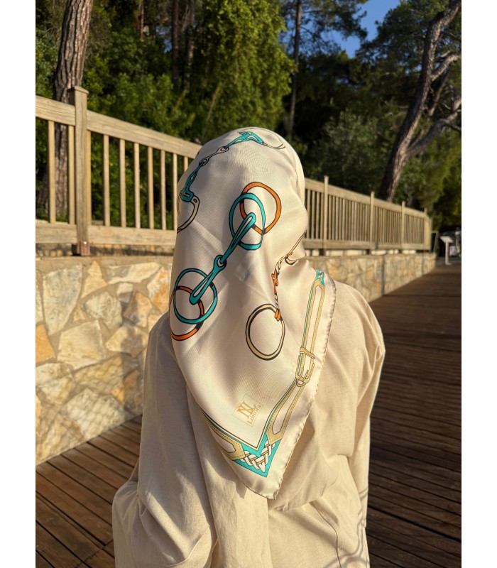 SILVA TWİLL İPEK EŞARP - Turquoise sands