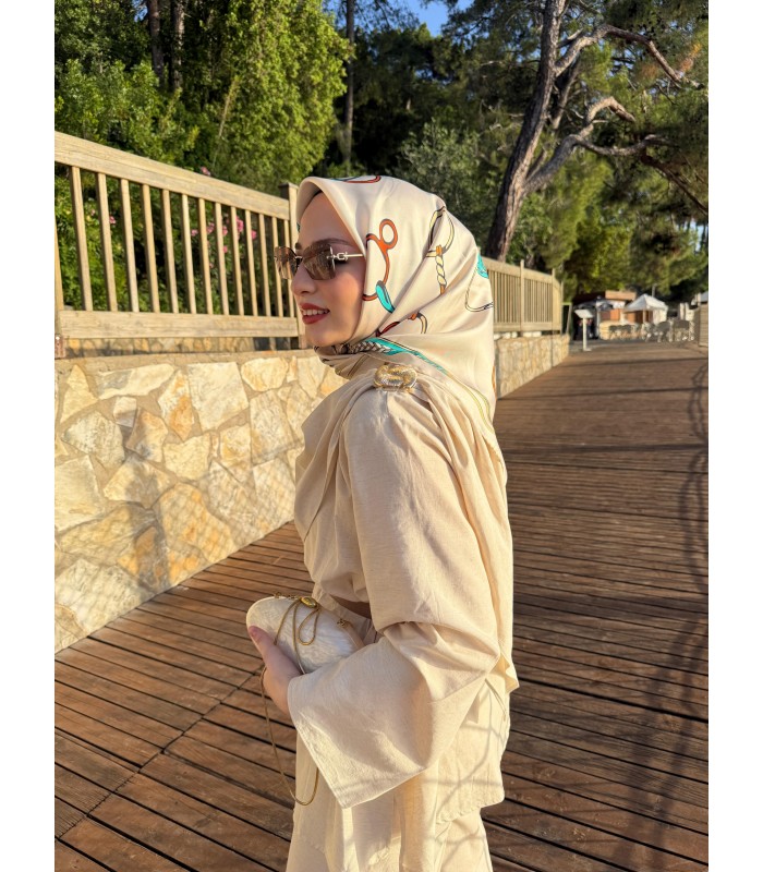 SILVA TWİLL İPEK EŞARP - Turquoise sands