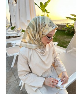 VESPERA TWİLL İPEK EŞARP - Sage gold