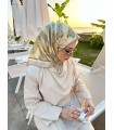 VESPERA TWİLL İPEK EŞARP - Sage gold