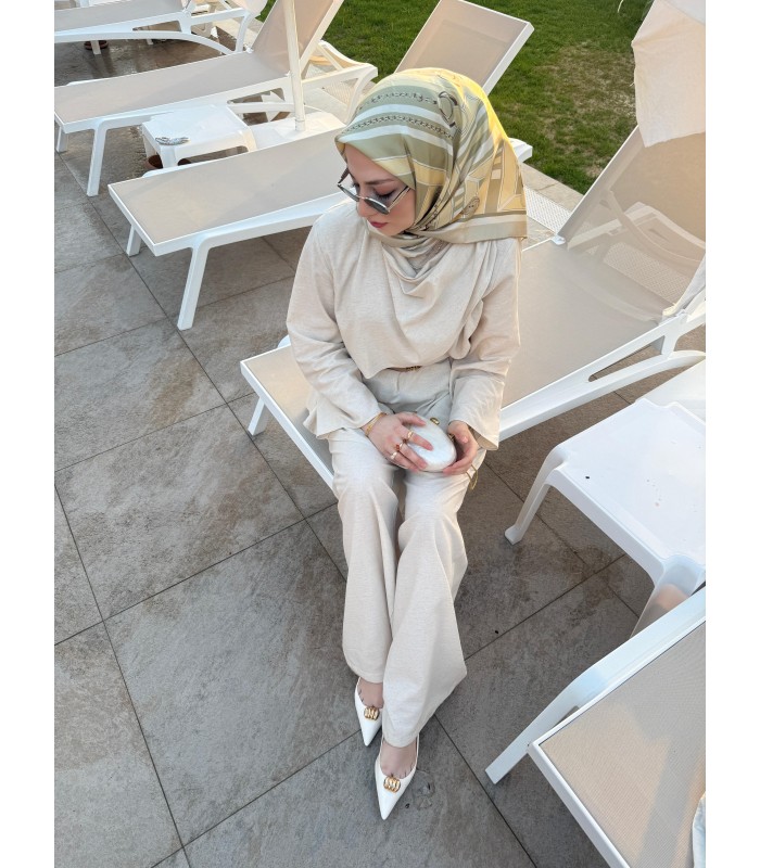 VESPERA TWİLL İPEK EŞARP - Sage gold