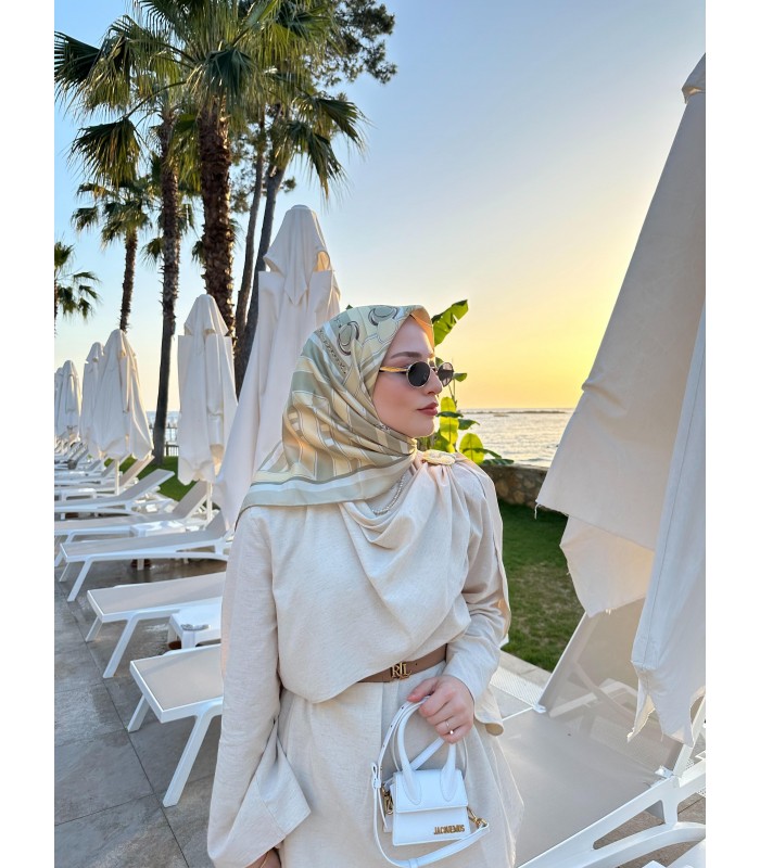 VESPERA TWİLL İPEK EŞARP - Sage gold