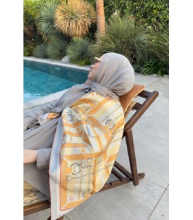 VESPERA TWİLL İPEK EŞARP - Amber Caramel