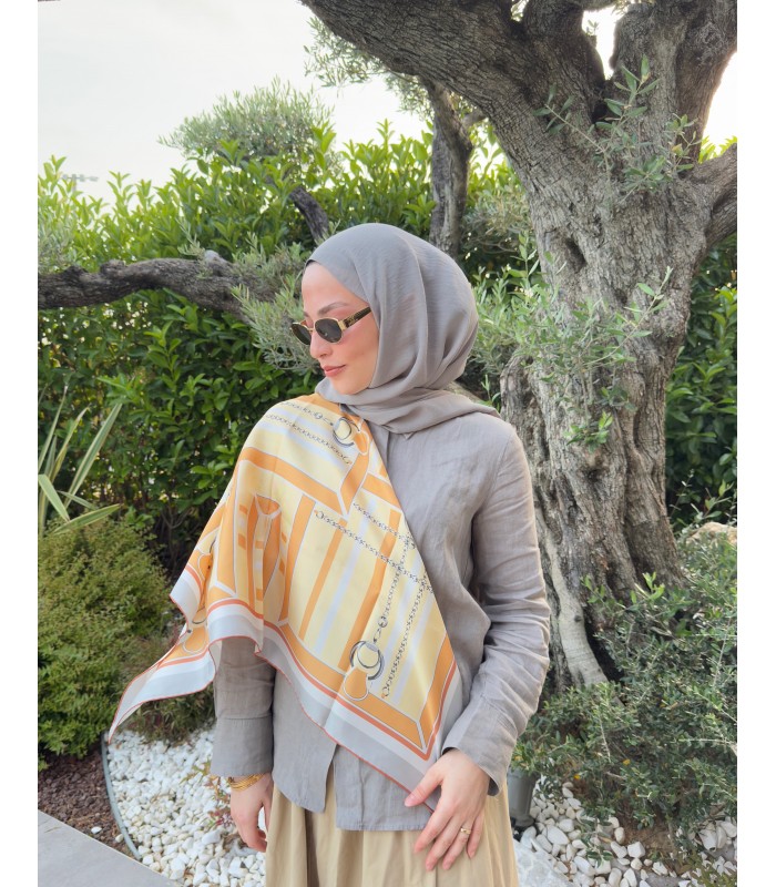 VESPERA TWİLL İPEK EŞARP - Amber Caramel