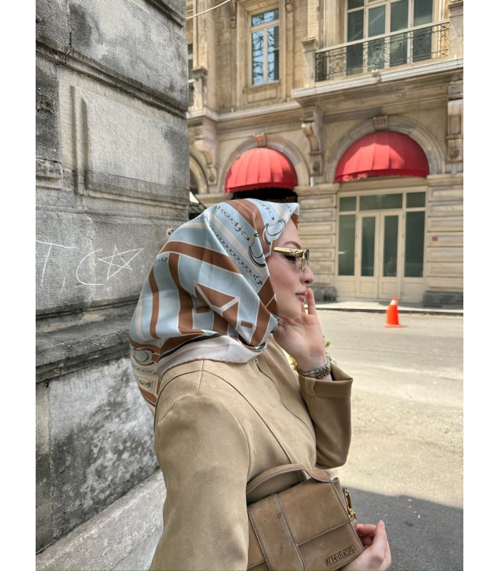 VESPERA TWİLL İPEK EŞARP - Sky Chestnut