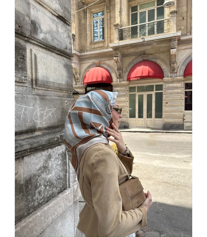 VESPERA TWİLL İPEK EŞARP - Sky Chestnut