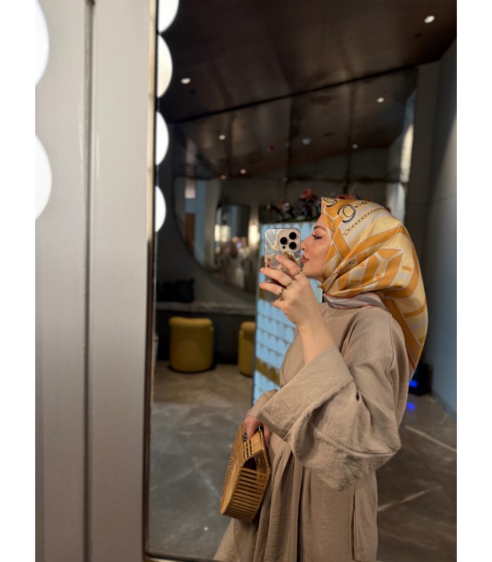 VESPERA TWİLL İPEK EŞARP - Amber Caramel