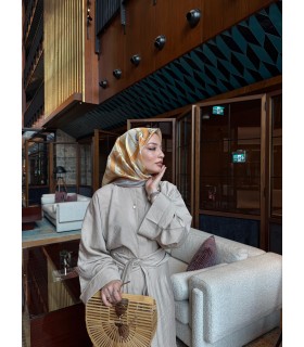 VESPERA TWİLL İPEK EŞARP - Amber Caramel