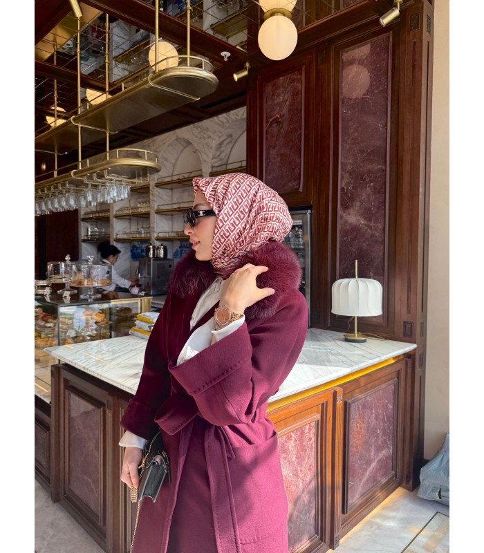 VERA TWİLL İPEK EŞARP - Cherry