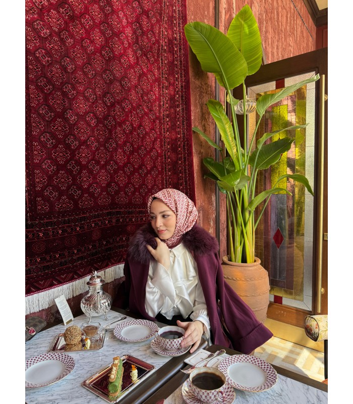 VERA TWİLL İPEK EŞARP - Cherry